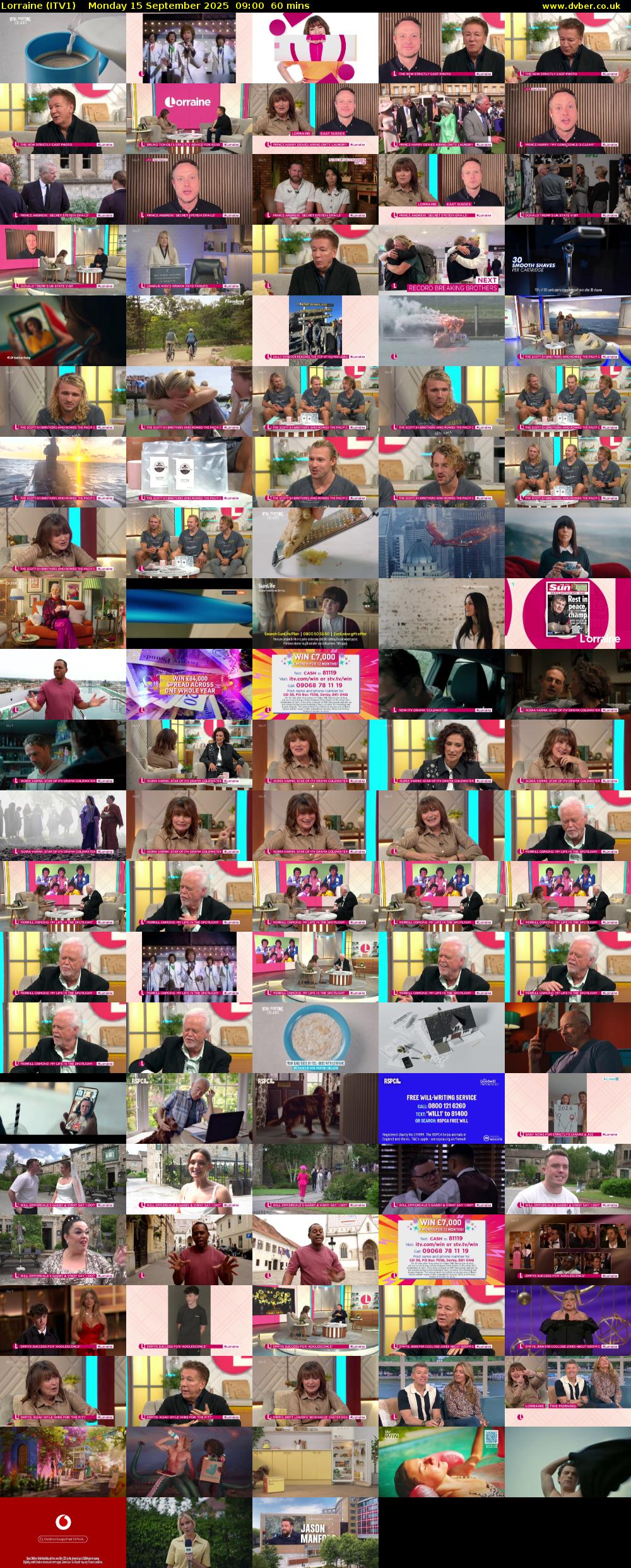 Lorraine (ITV1) Monday 15 September 2025 09:00 - 10:00