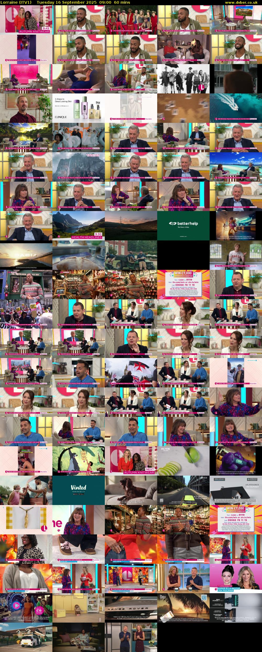 Lorraine (ITV1) Tuesday 16 September 2025 09:00 - 10:00