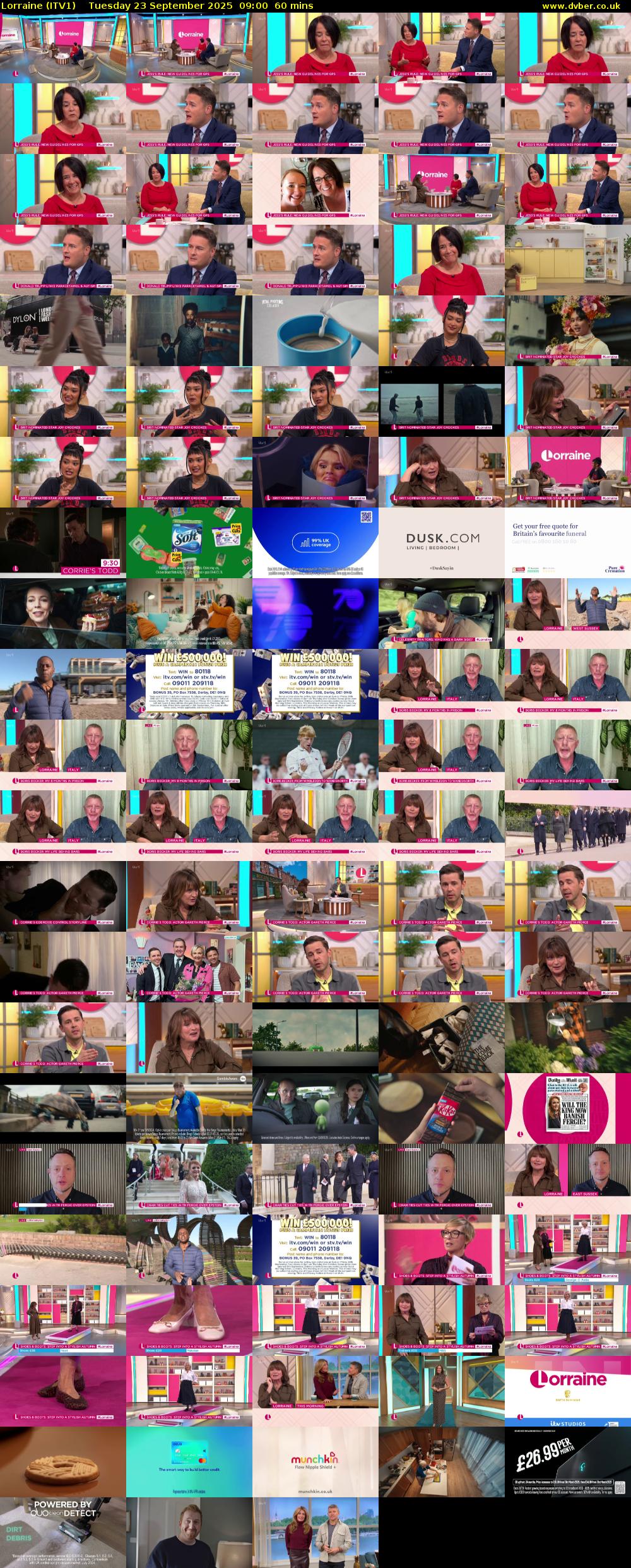 Lorraine (ITV1) Tuesday 23 September 2025 09:00 - 10:00