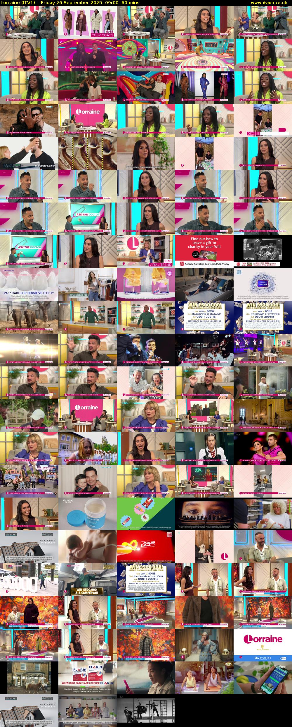 Lorraine (ITV1) Friday 26 September 2025 09:00 - 10:00