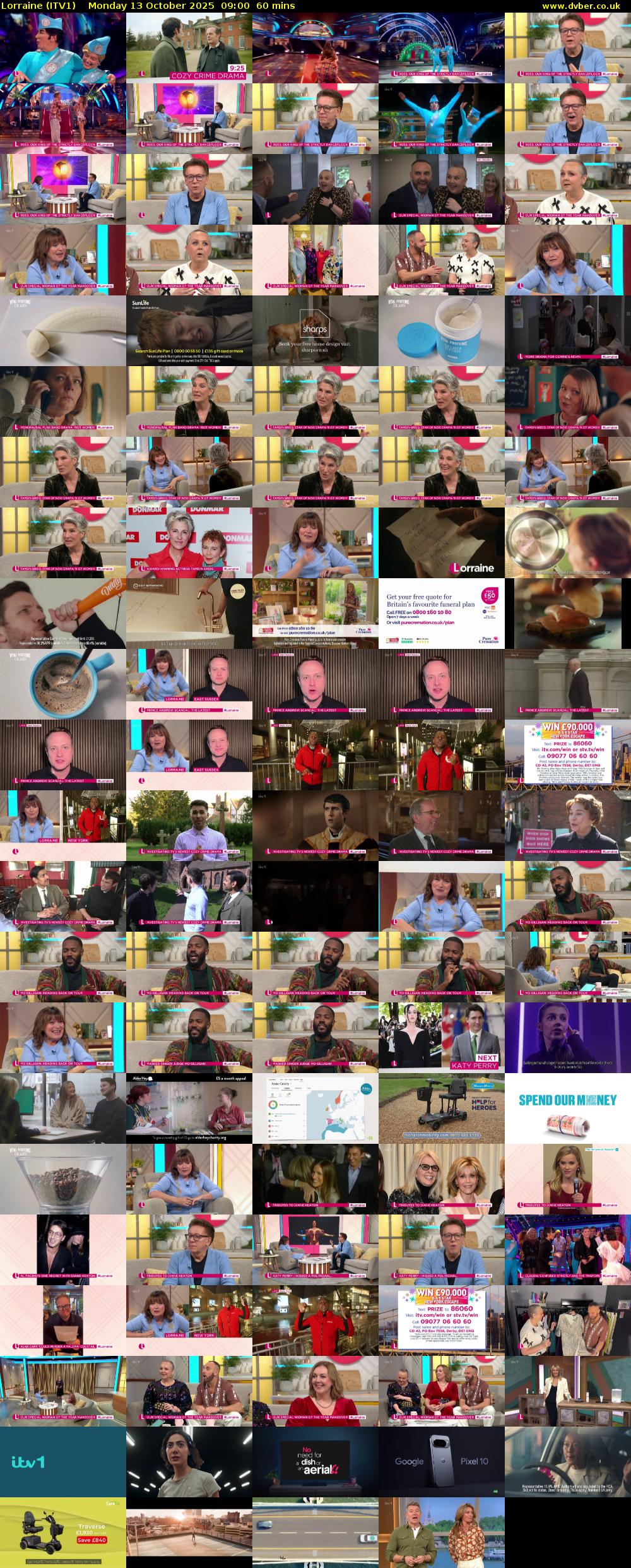 Lorraine (ITV1) Monday 13 October 2025 09:00 - 10:00