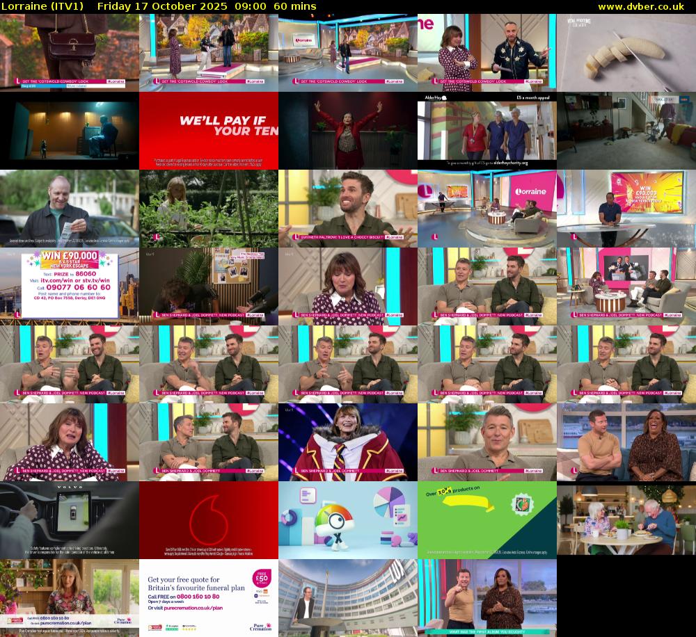Lorraine (ITV1) Friday 17 October 2025 09:00 - 10:00