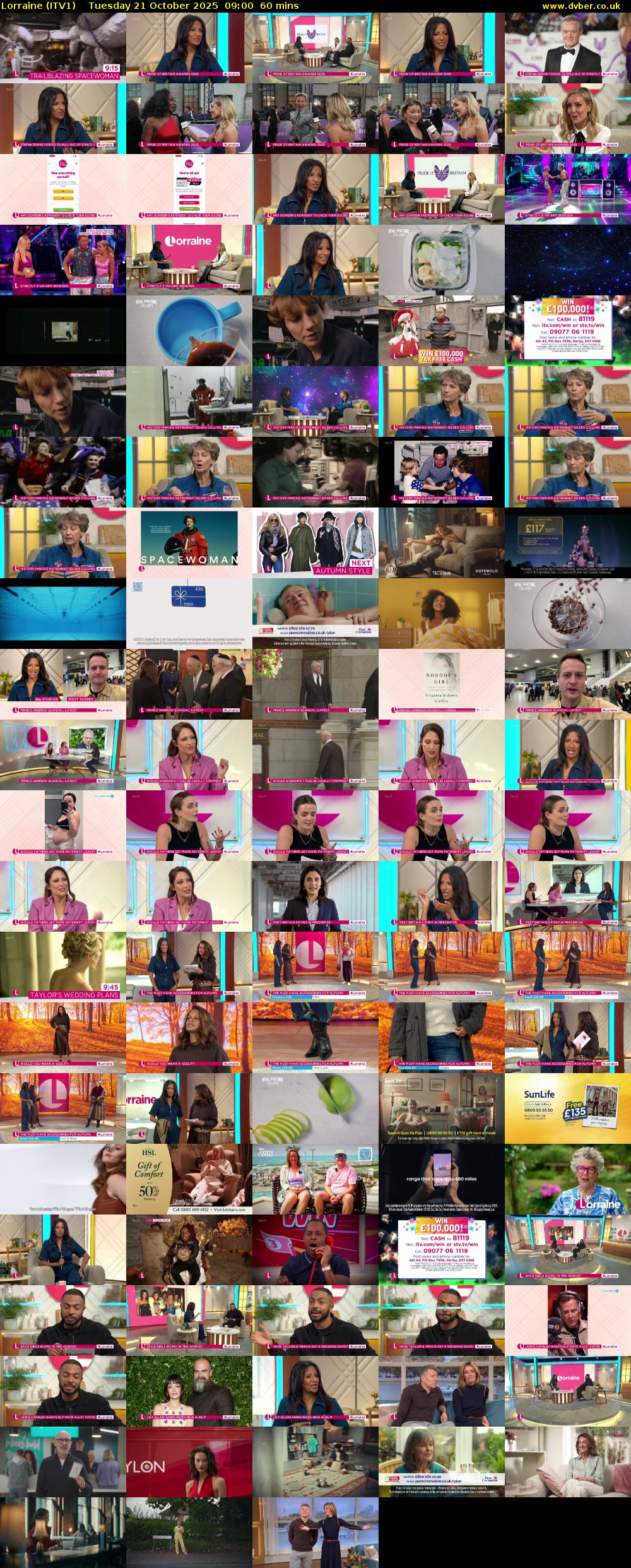 Lorraine (ITV1) Tuesday 21 October 2025 09:00 - 10:00