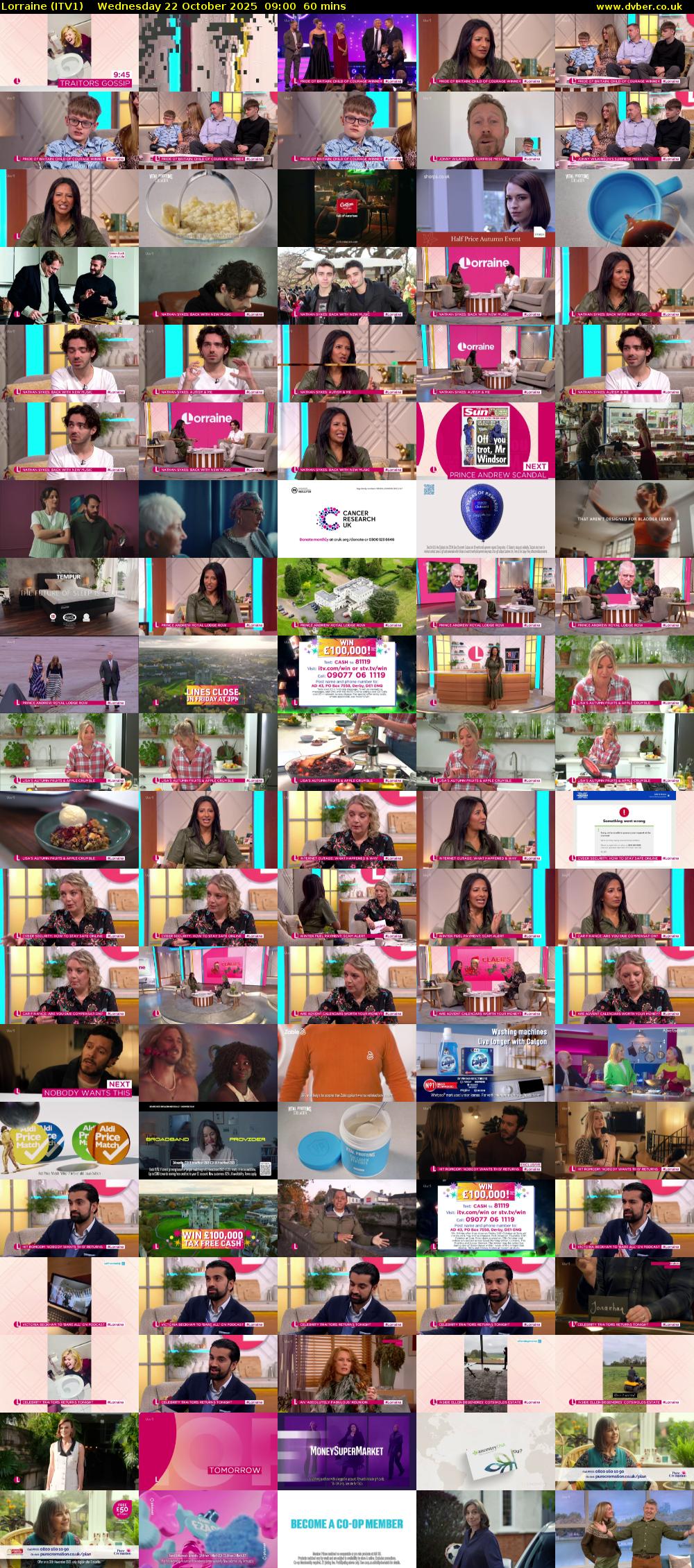 Lorraine (ITV1) Wednesday 22 October 2025 09:00 - 10:00