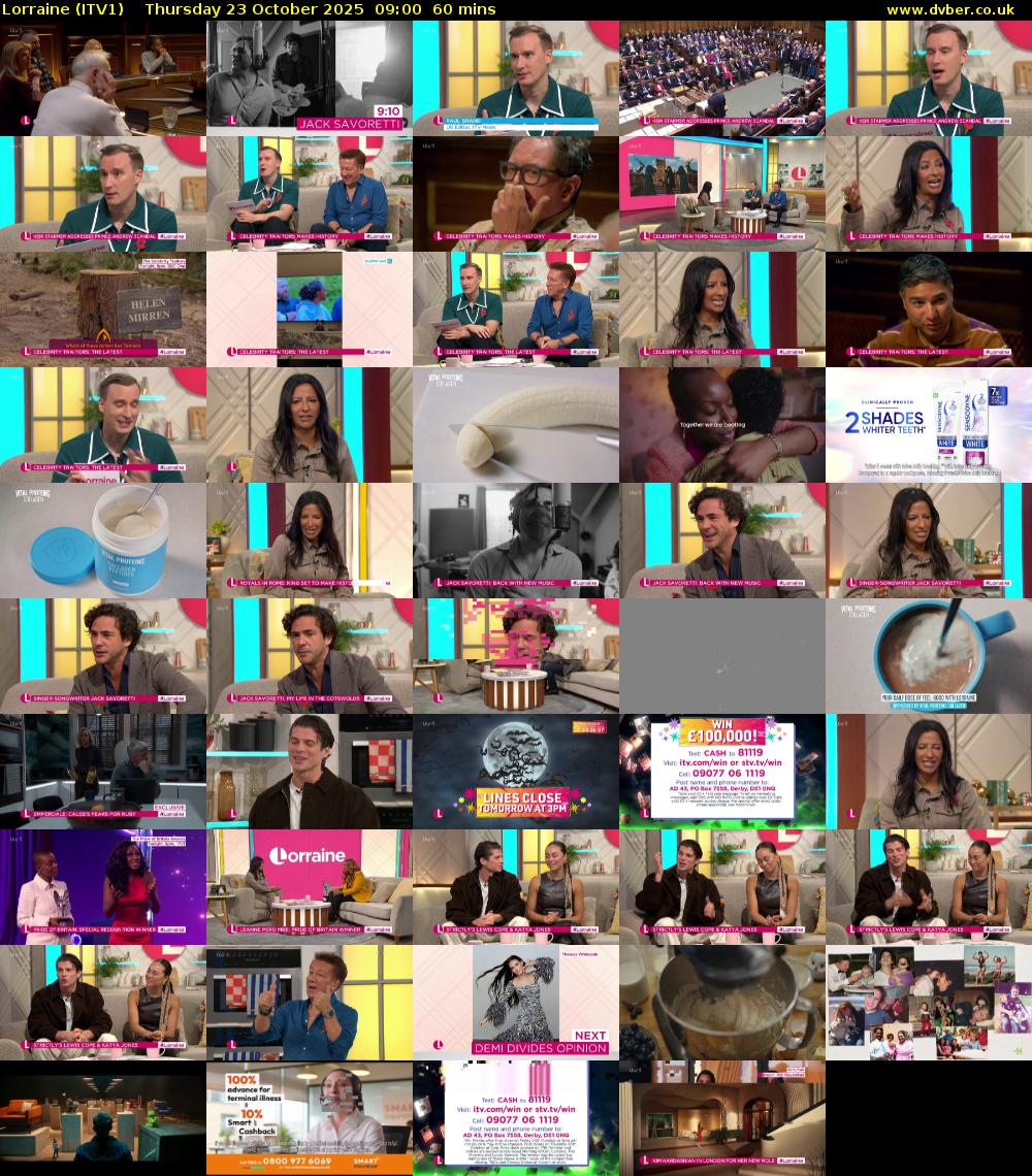 Lorraine (ITV1) Thursday 23 October 2025 09:00 - 10:00