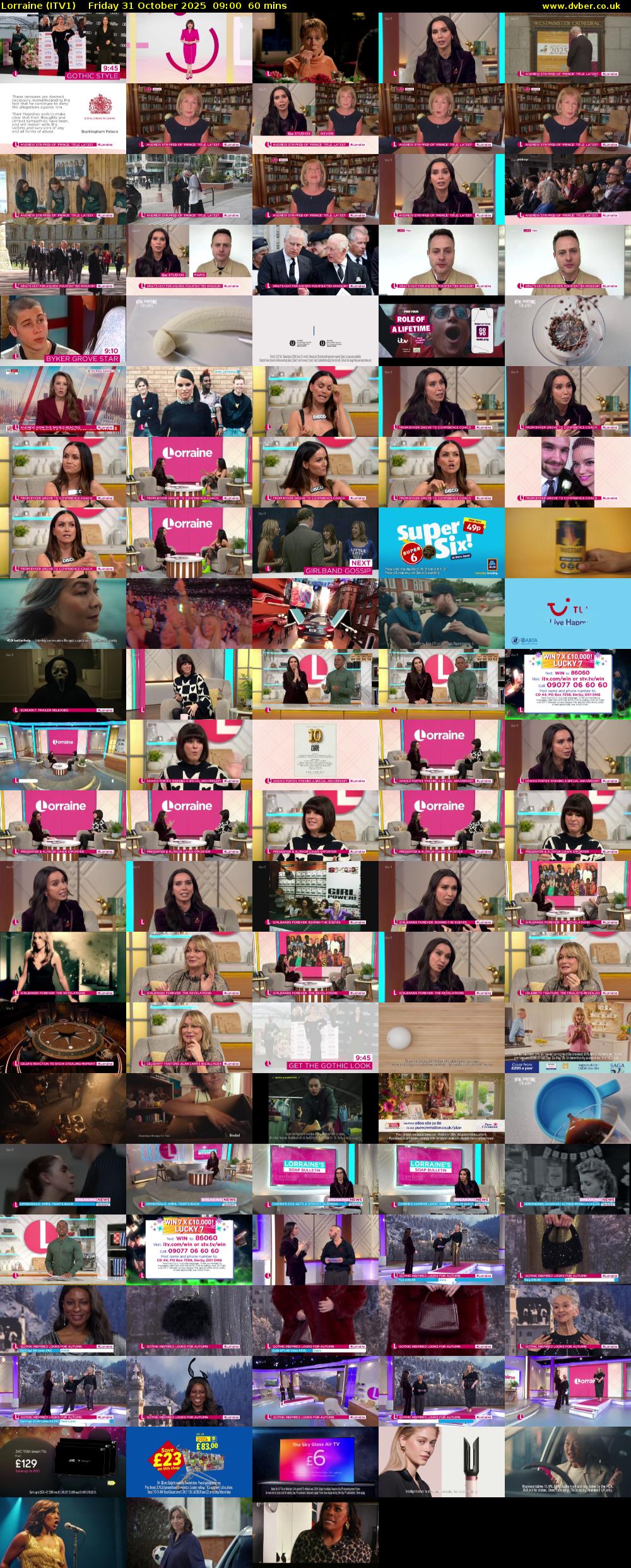 Lorraine (ITV1) Friday 31 October 2025 09:00 - 10:00