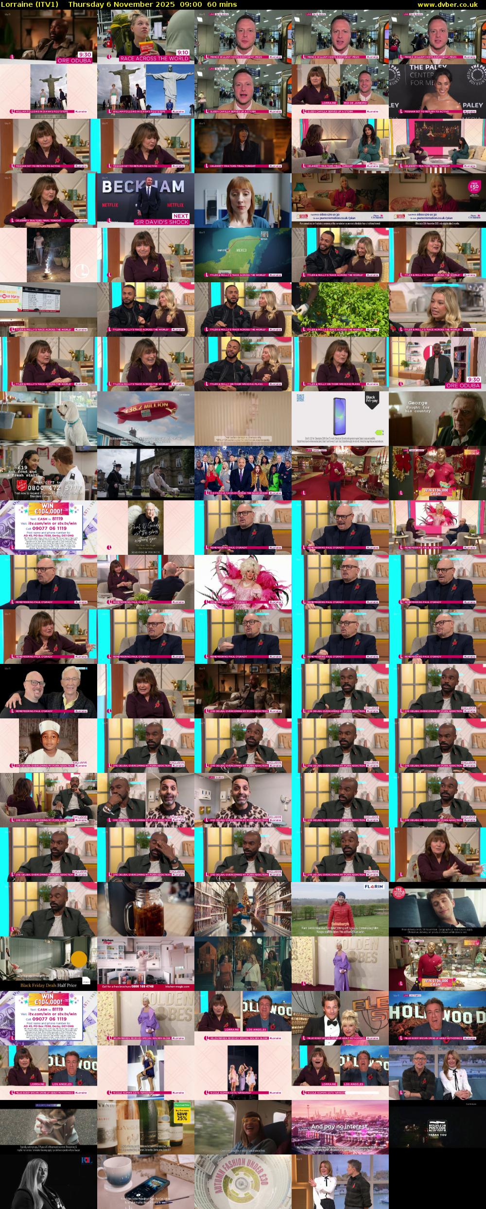 Lorraine (ITV1) Thursday 6 November 2025 09:00 - 10:00