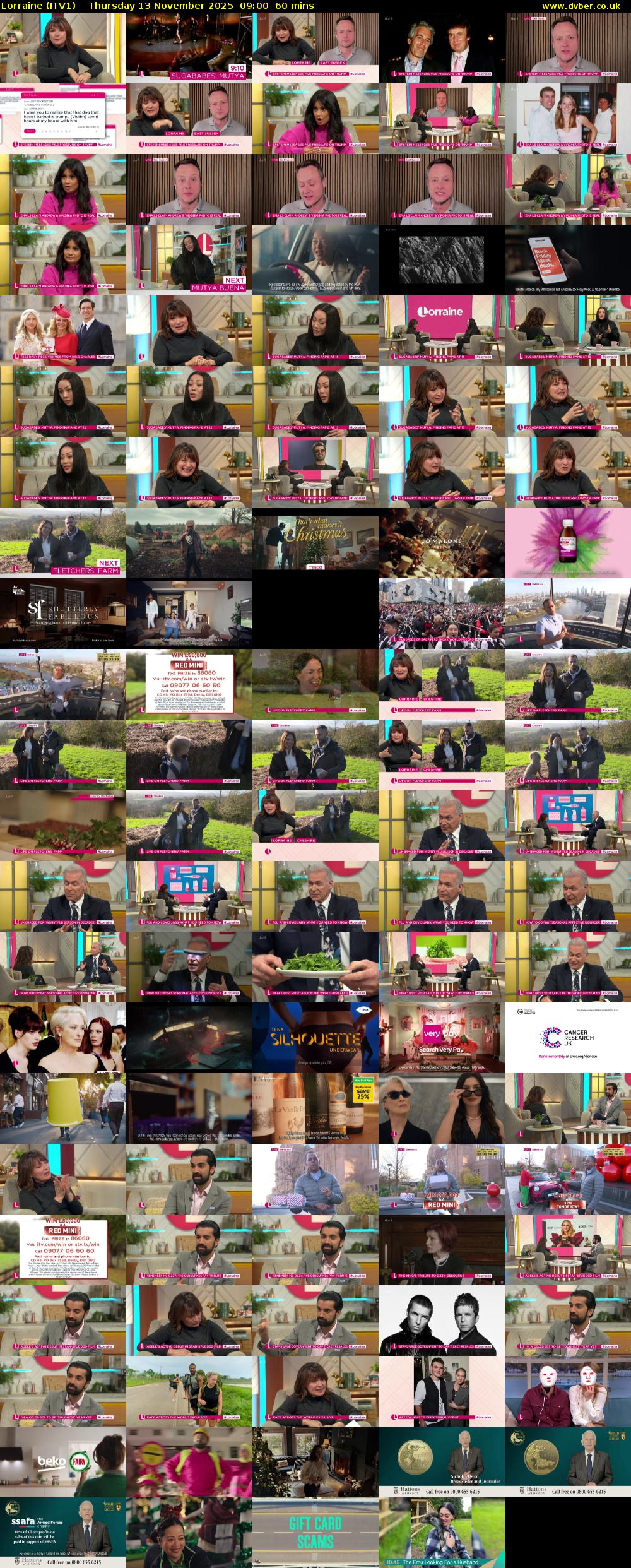 Lorraine (ITV1) Thursday 13 November 2025 09:00 - 10:00