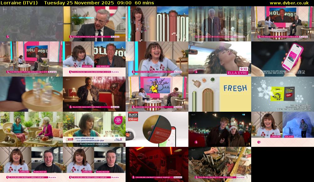 Lorraine (ITV1) Tuesday 25 November 2025 09:00 - 10:00