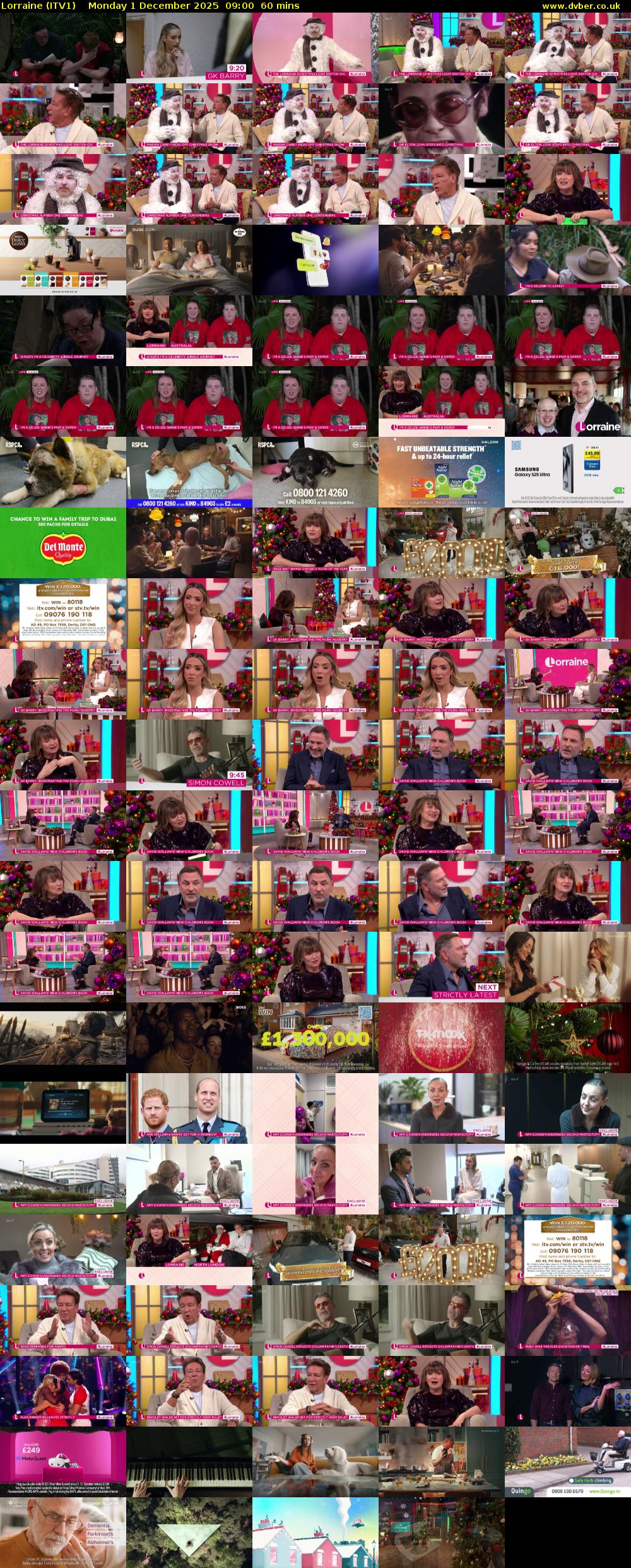 Lorraine (ITV1) Monday 1 December 2025 09:00 - 10:00