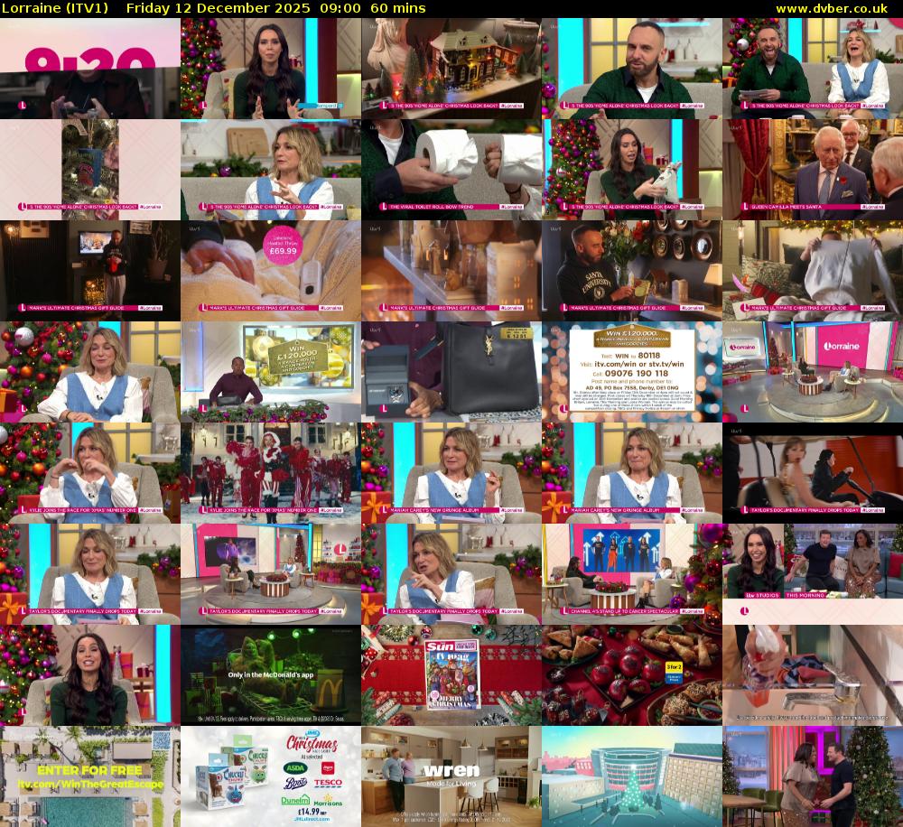 Lorraine (ITV1) Friday 12 December 2025 09:00 - 10:00