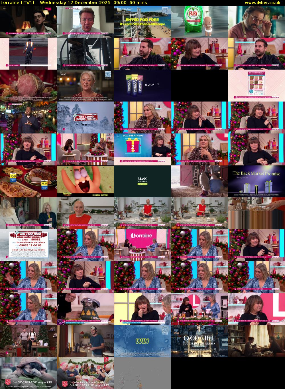 Lorraine (ITV1) Wednesday 17 December 2025 09:00 - 10:00