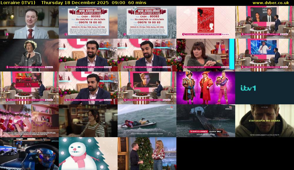 Lorraine (ITV1) Thursday 18 December 2025 09:00 - 10:00