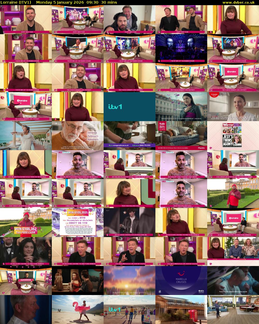 Lorraine (ITV1) Monday 5 January 2026 09:30 - 10:00