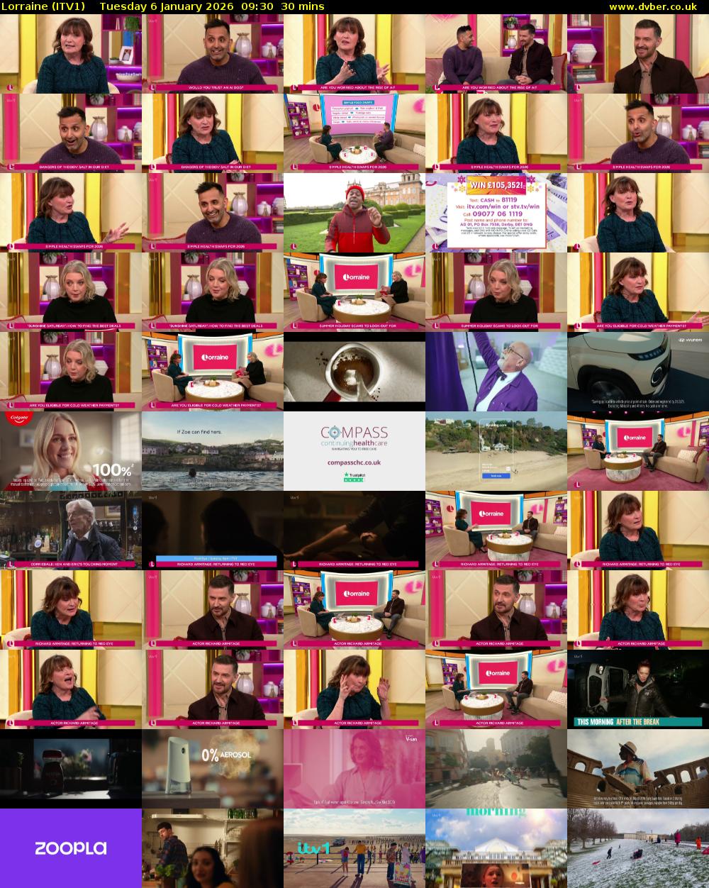 Lorraine (ITV1) Tuesday 6 January 2026 09:30 - 10:00