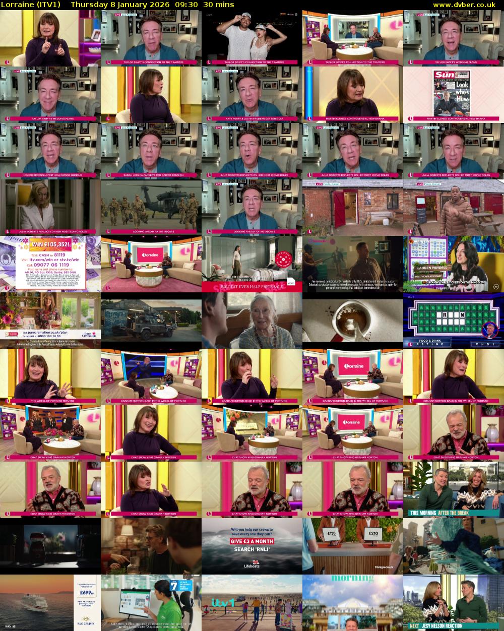 Lorraine (ITV1) Thursday 8 January 2026 09:30 - 10:00