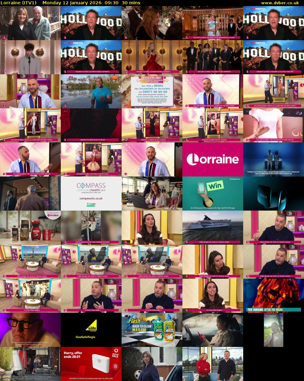 Lorraine (ITV1) Monday 12 January 2026 09:30 - 10:00