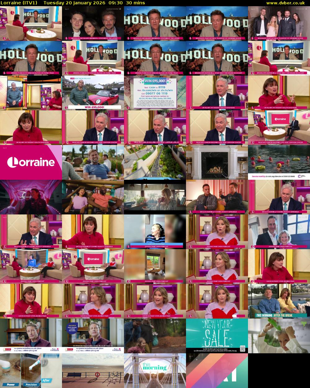 Lorraine (ITV1) Tuesday 20 January 2026 09:30 - 10:00