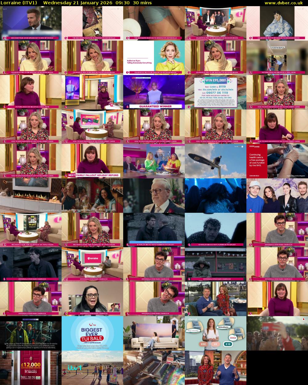 Lorraine (ITV1) Wednesday 21 January 2026 09:30 - 10:00