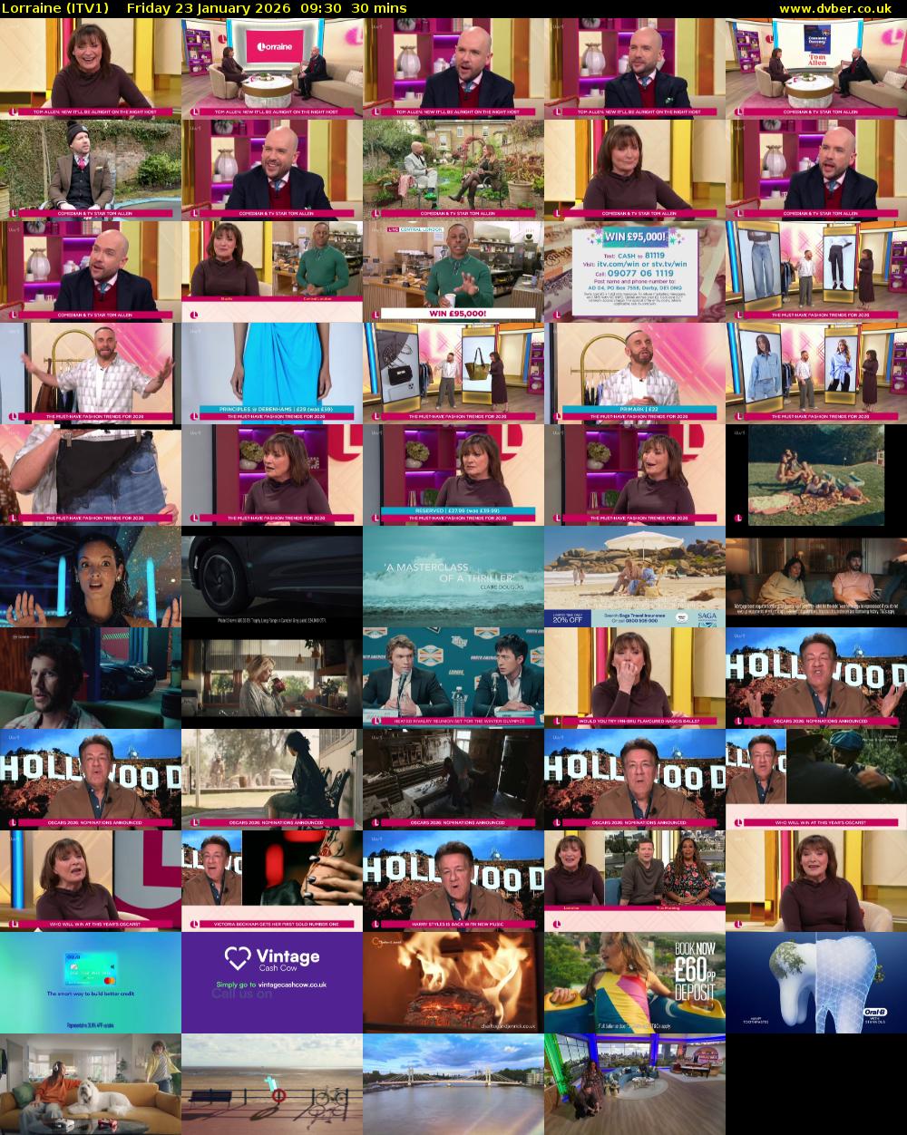 Lorraine (ITV1) Friday 23 January 2026 09:30 - 10:00
