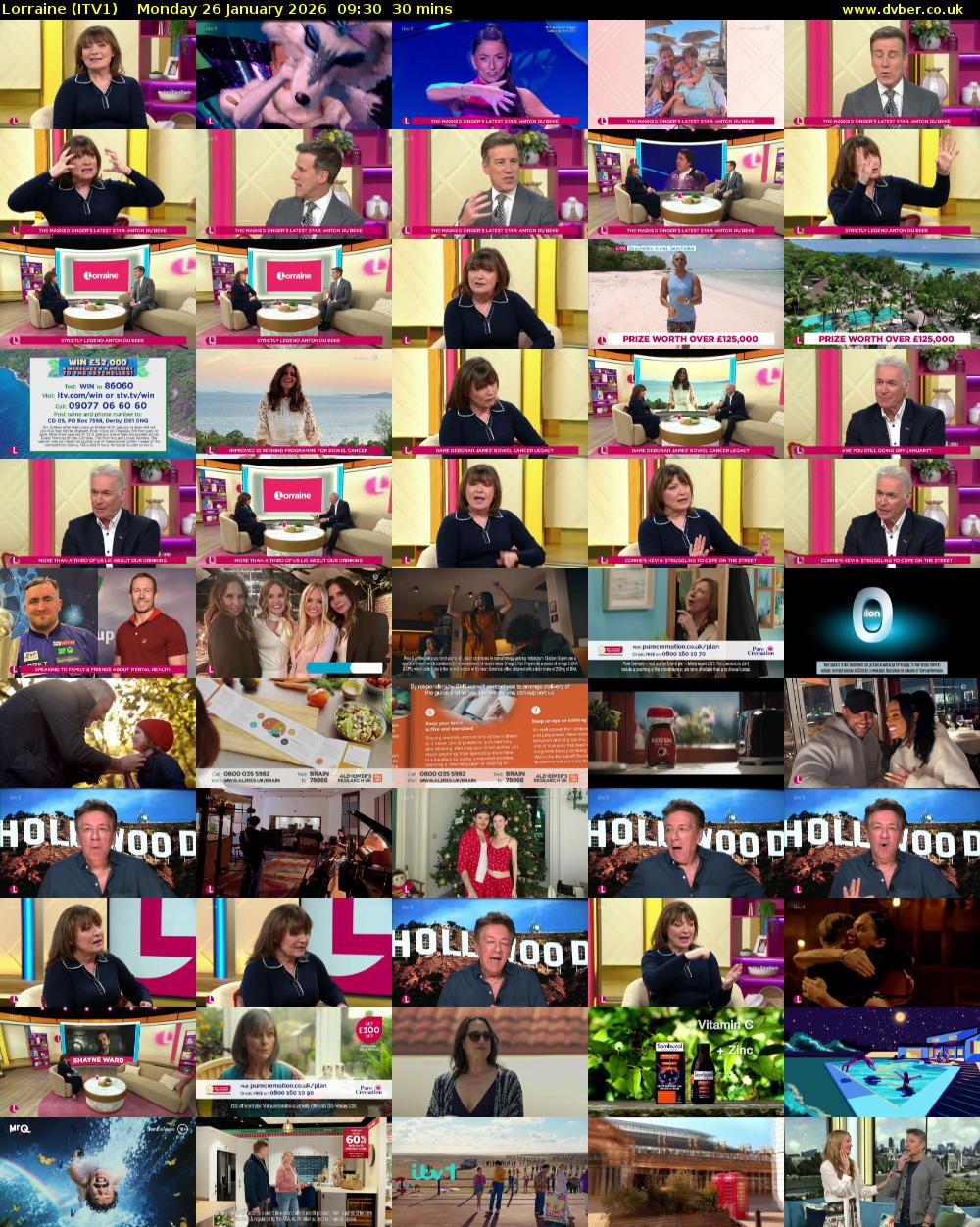 Lorraine (ITV1) Monday 26 January 2026 09:30 - 10:00