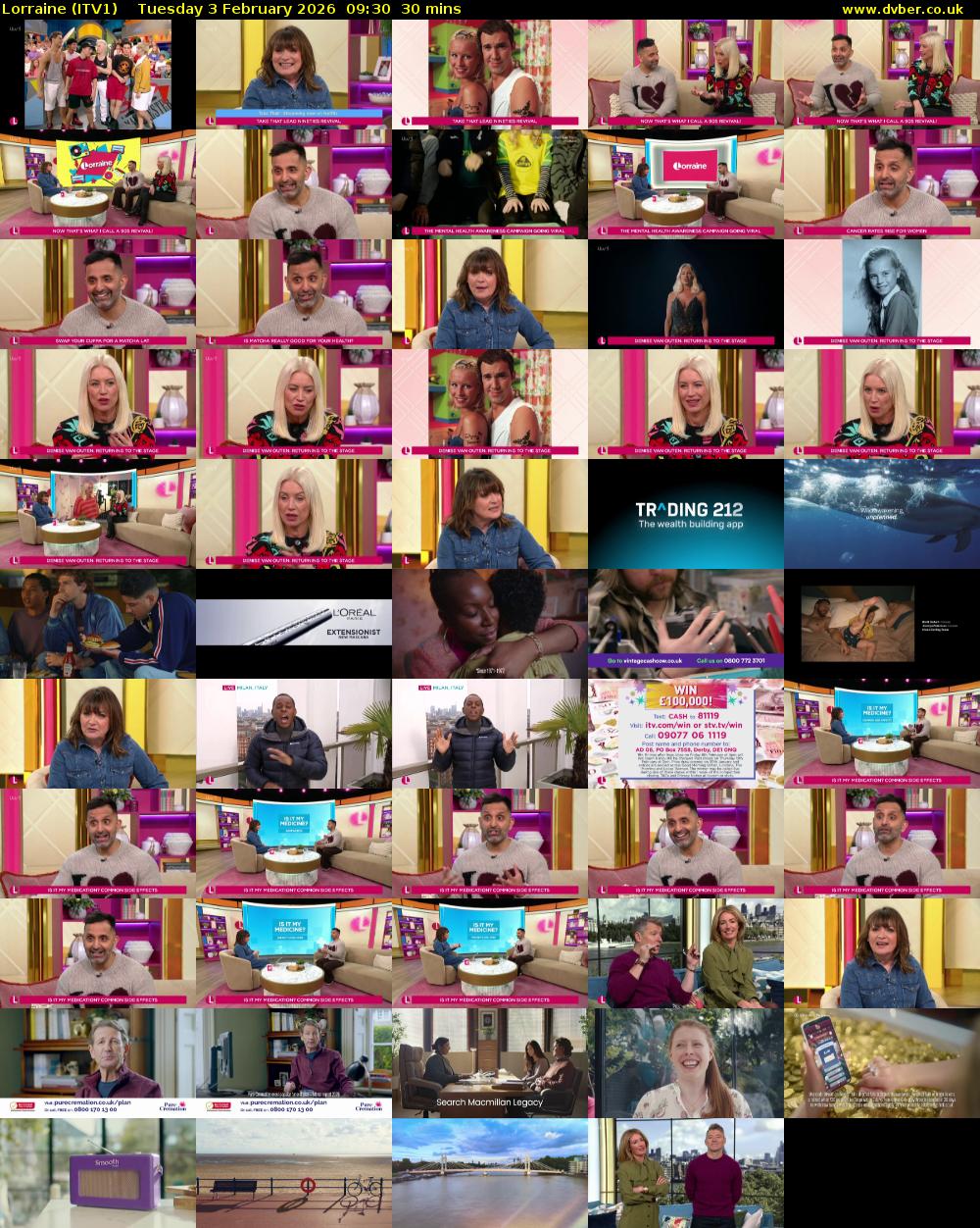 Lorraine (ITV1) Tuesday 3 February 2026 09:30 - 10:00