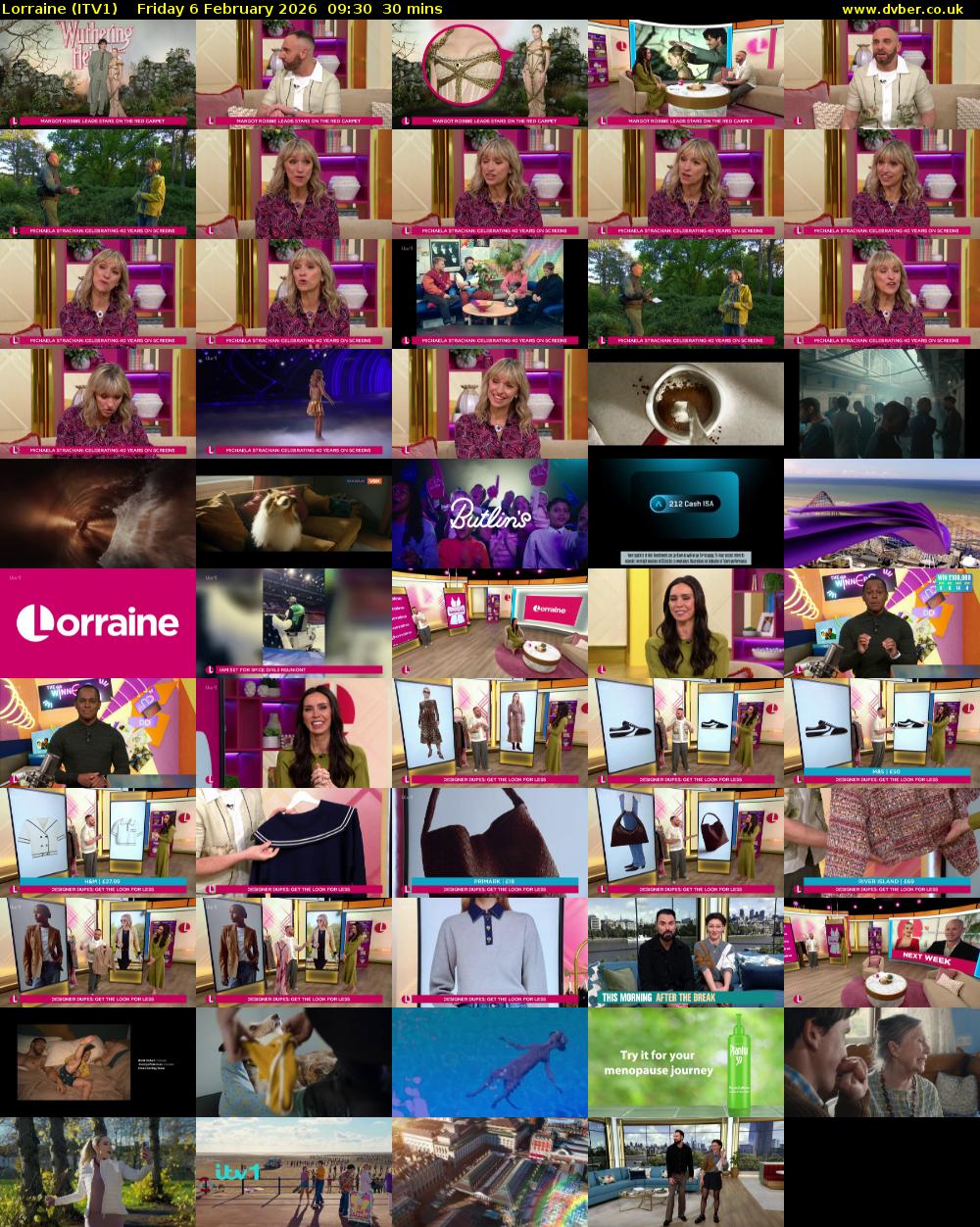 Lorraine (ITV1) Friday 6 February 2026 09:30 - 10:00
