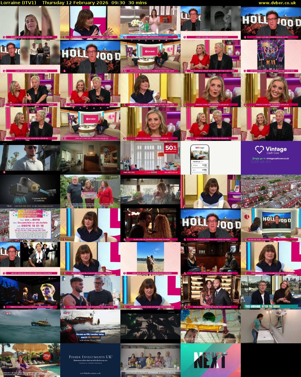 Lorraine (ITV1) Thursday 12 February 2026 09:30 - 10:00