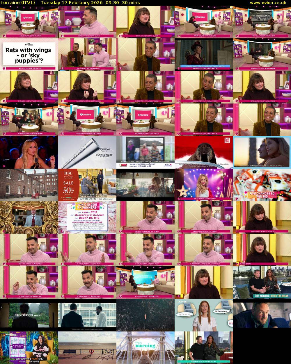 Lorraine (ITV1) Tuesday 17 February 2026 09:30 - 10:00