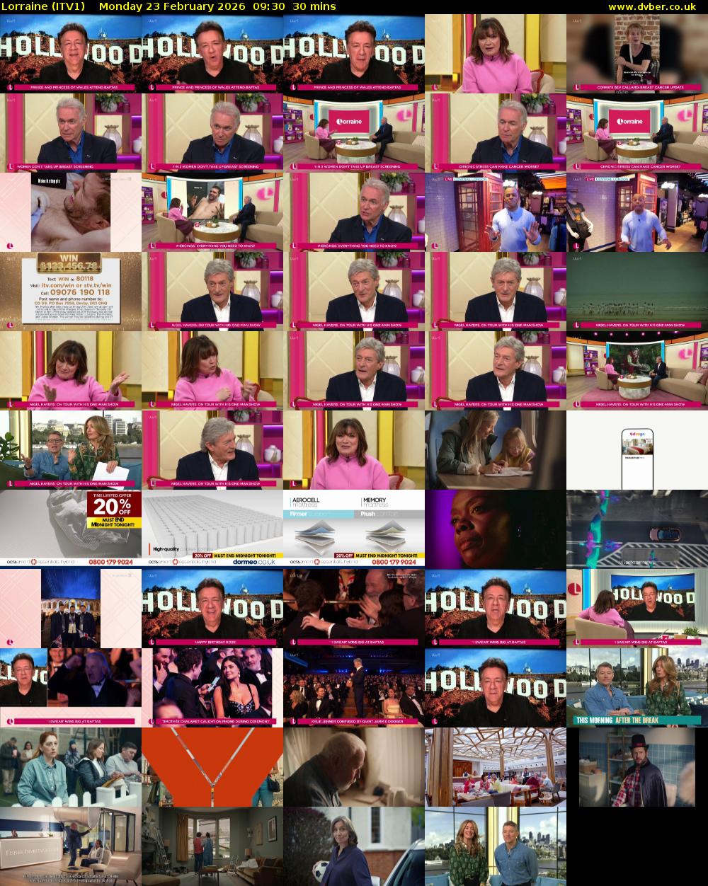 Lorraine (ITV1) Monday 23 February 2026 09:30 - 10:00