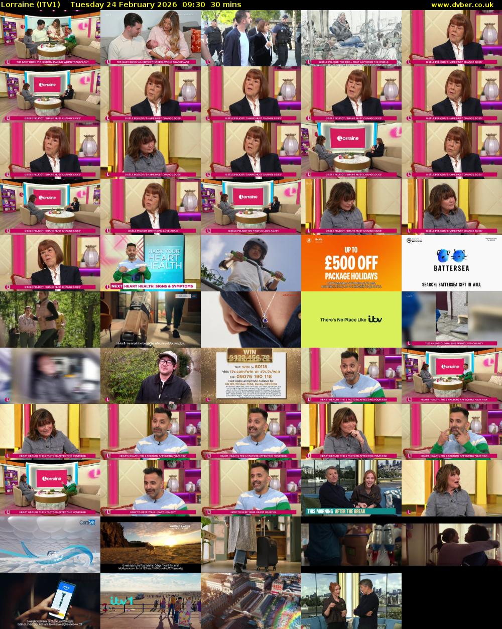 Lorraine (ITV1) Tuesday 24 February 2026 09:30 - 10:00