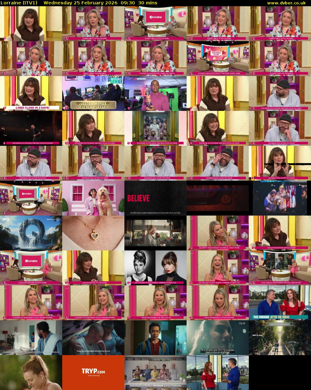 Lorraine (ITV1) Wednesday 25 February 2026 09:30 - 10:00