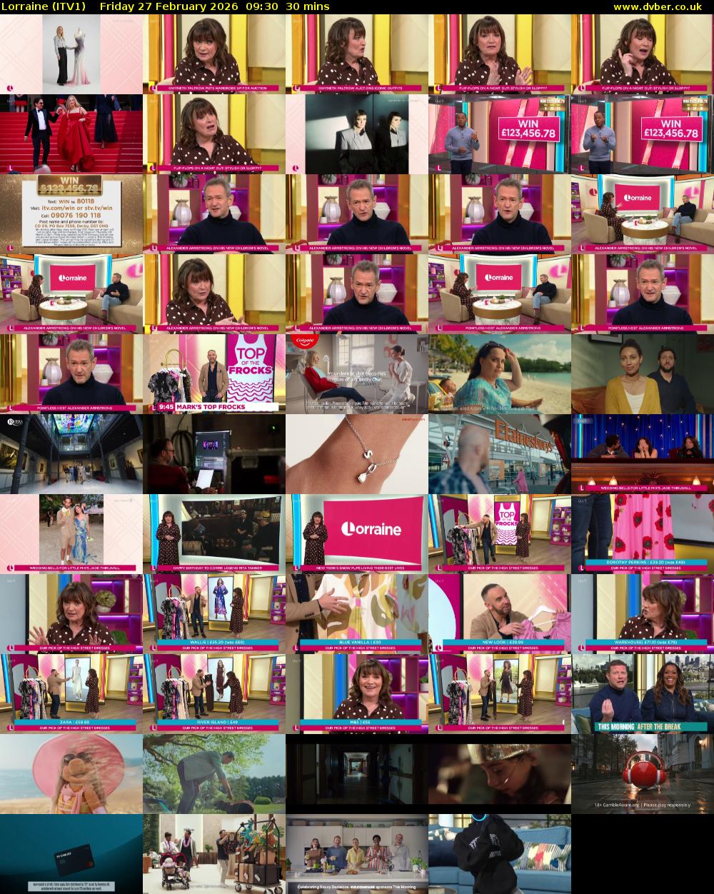 Lorraine (ITV1) Friday 27 February 2026 09:30 - 10:00
