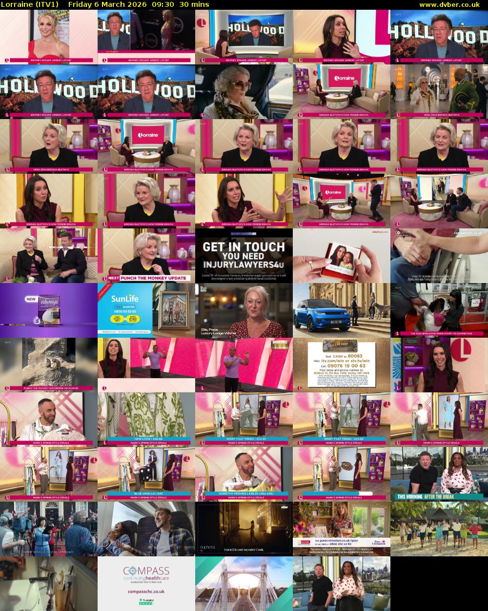 Lorraine (ITV1) Friday 6 March 2026 09:30 - 10:00