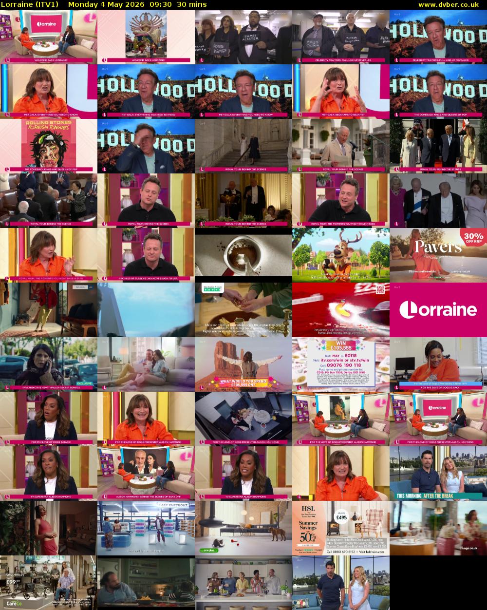 Lorraine (ITV1) Monday 4 May 2026 09:30 - 10:00