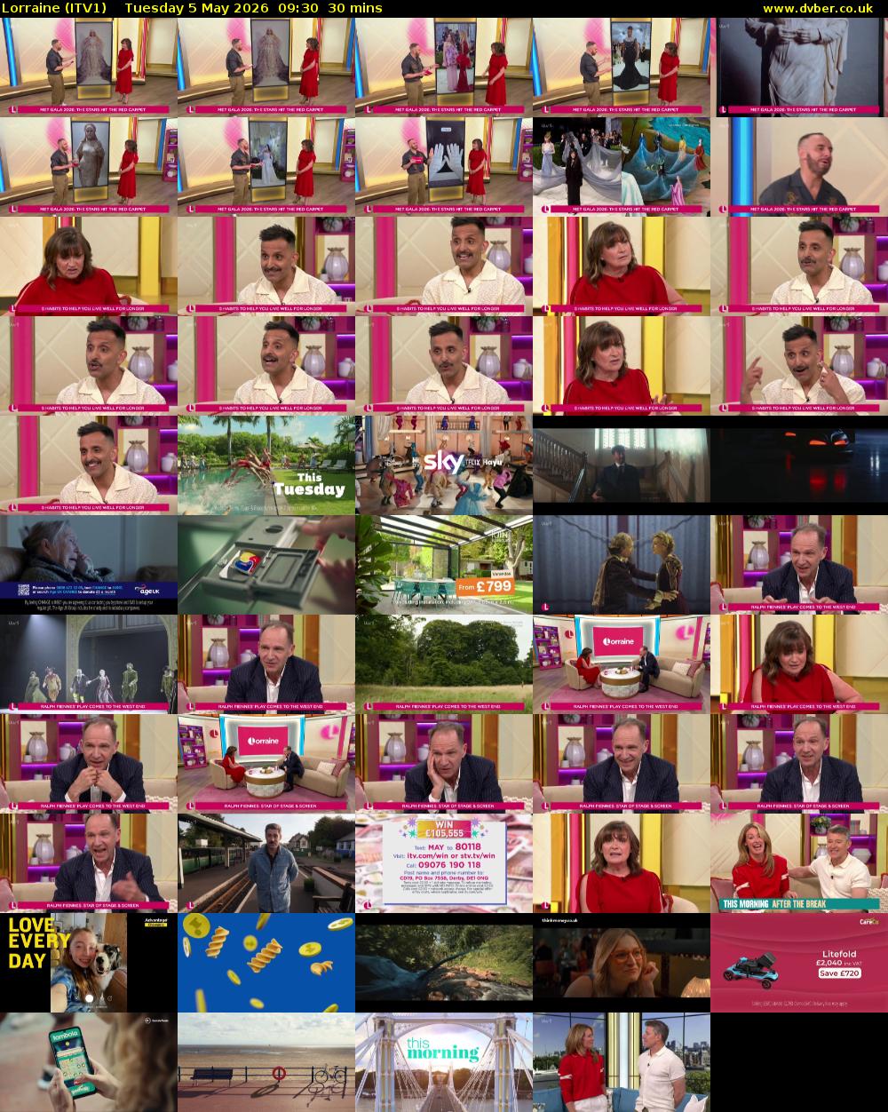 Lorraine (ITV1) Tuesday 5 May 2026 09:30 - 10:00