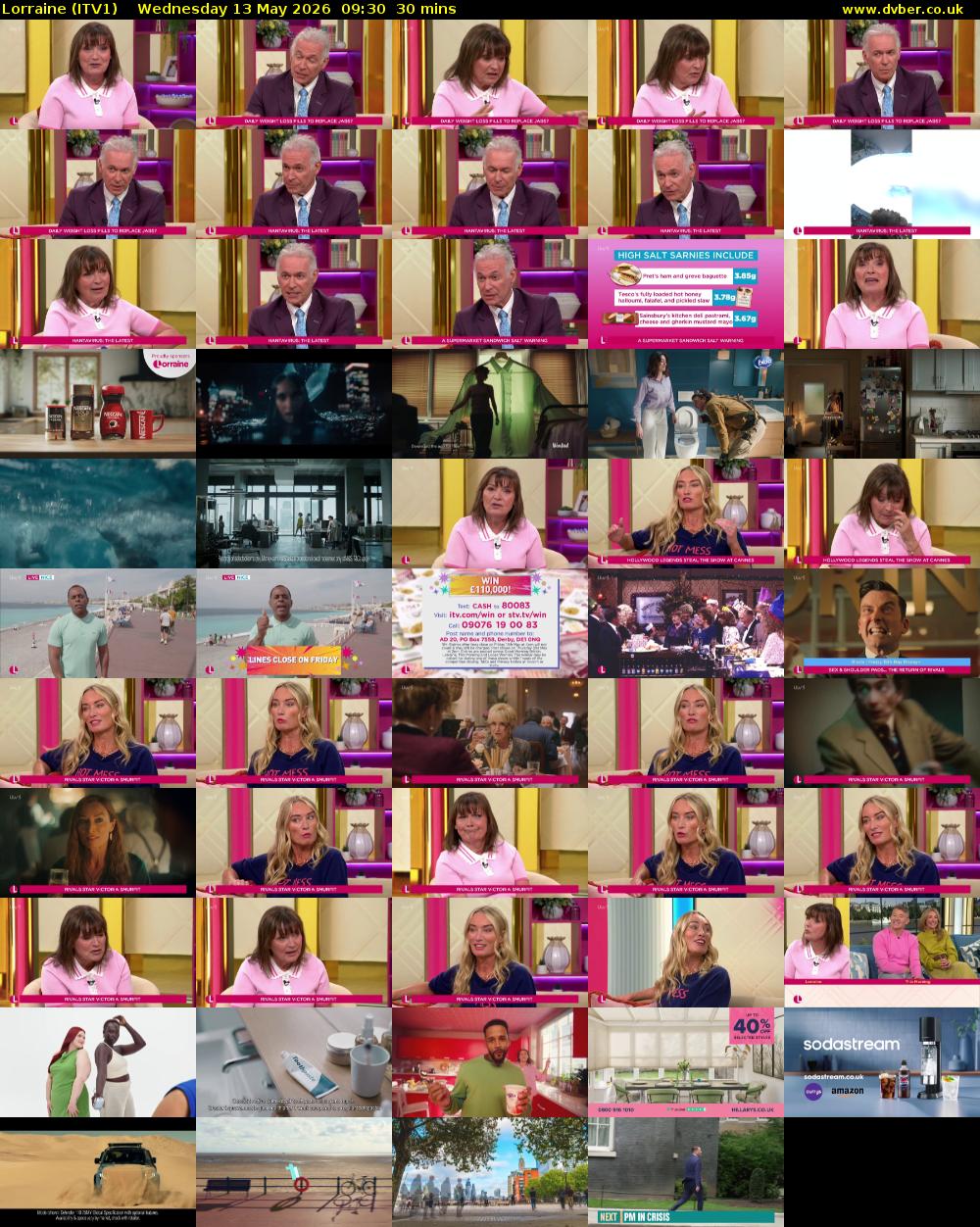 Lorraine (ITV1) Wednesday 13 May 2026 09:30 - 10:00