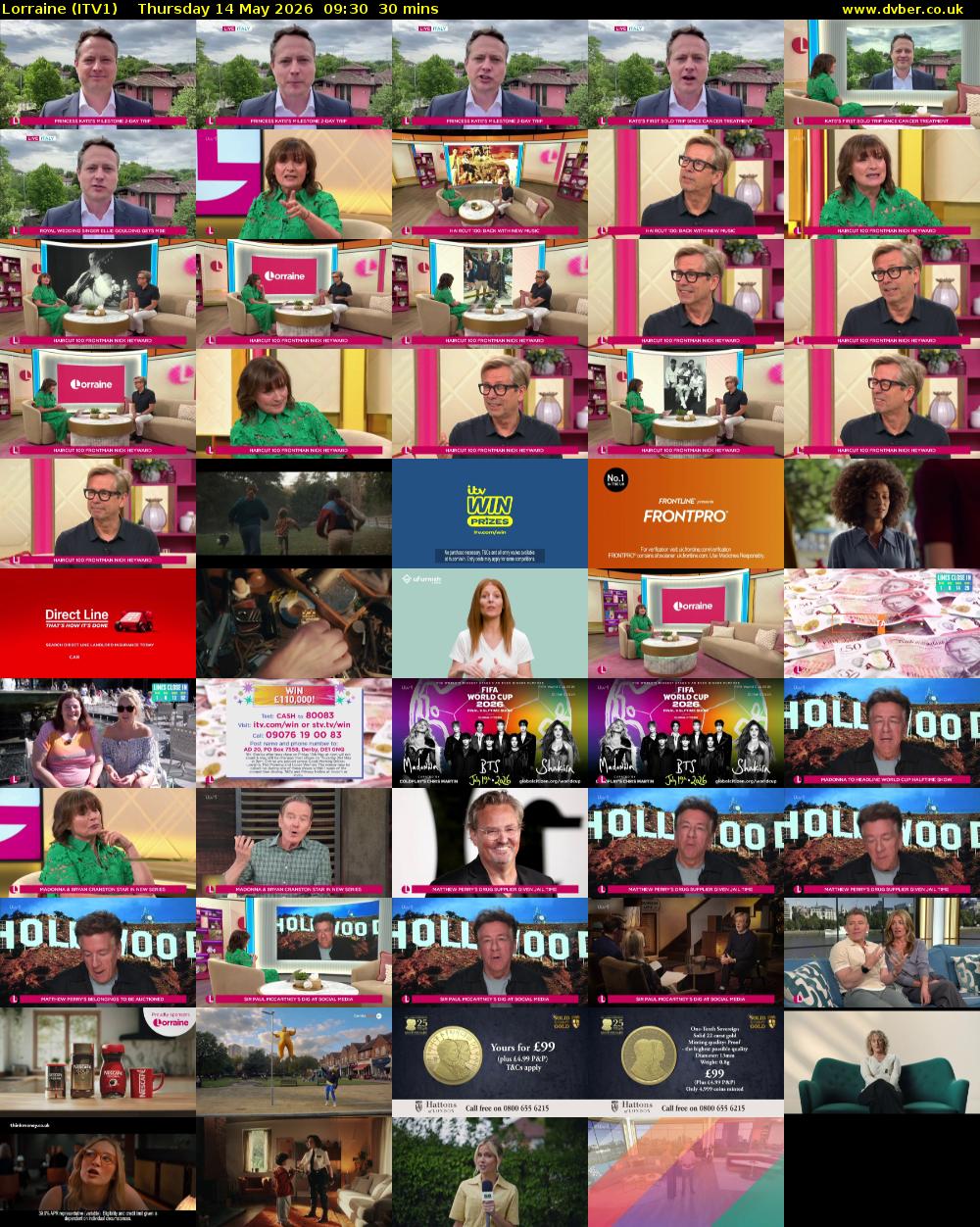 Lorraine (ITV1) Thursday 14 May 2026 09:30 - 10:00