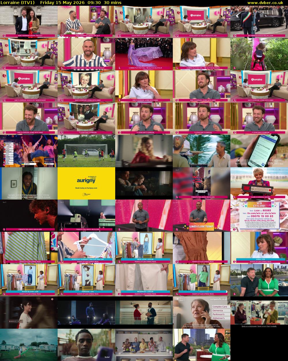 Lorraine (ITV1) Friday 15 May 2026 09:30 - 10:00