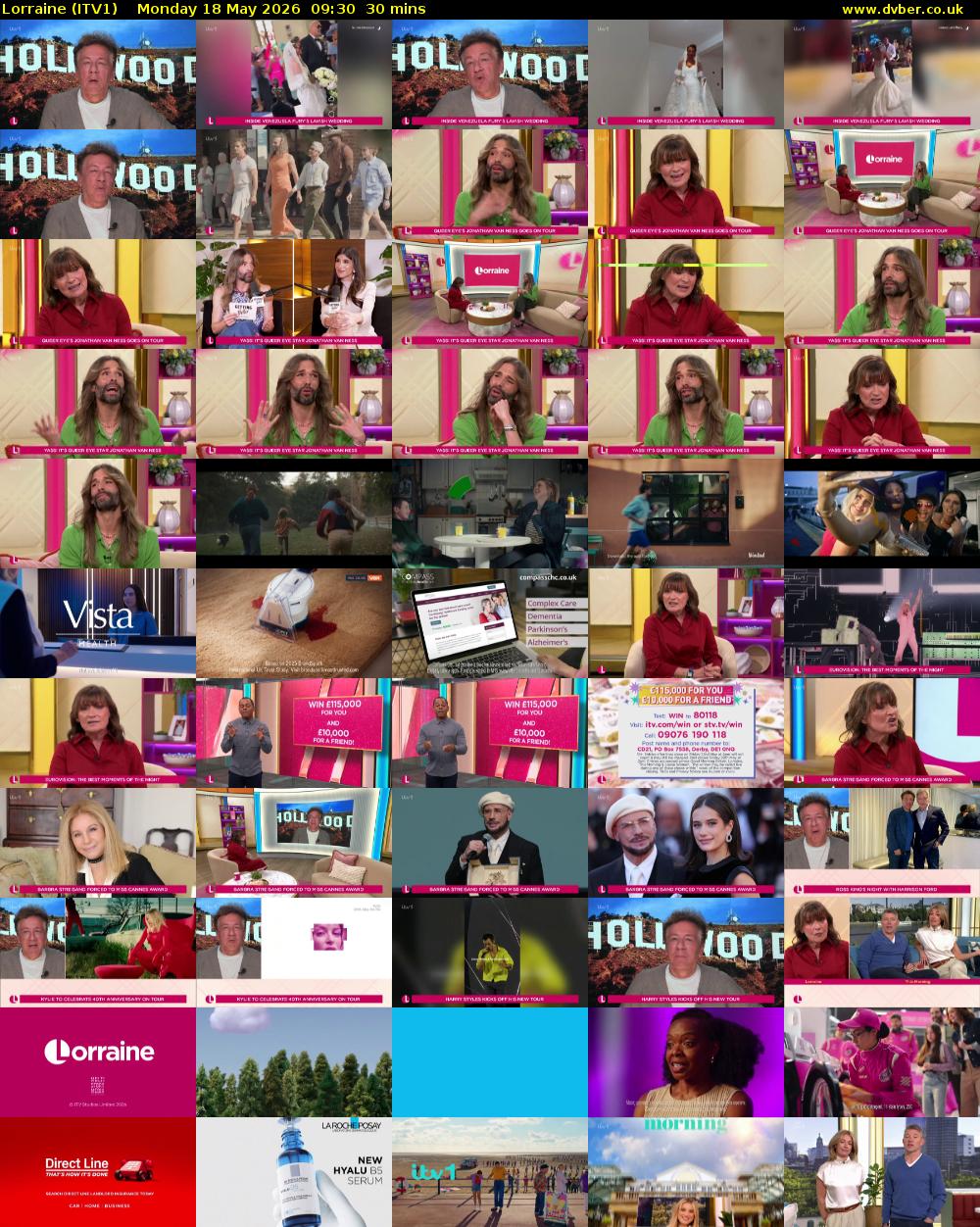 Lorraine (ITV1) Monday 18 May 2026 09:30 - 10:00