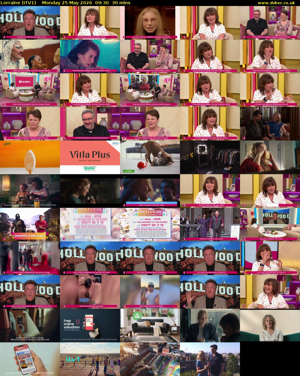 Lorraine (ITV1) Monday 25 May 2026 09:30 - 10:00