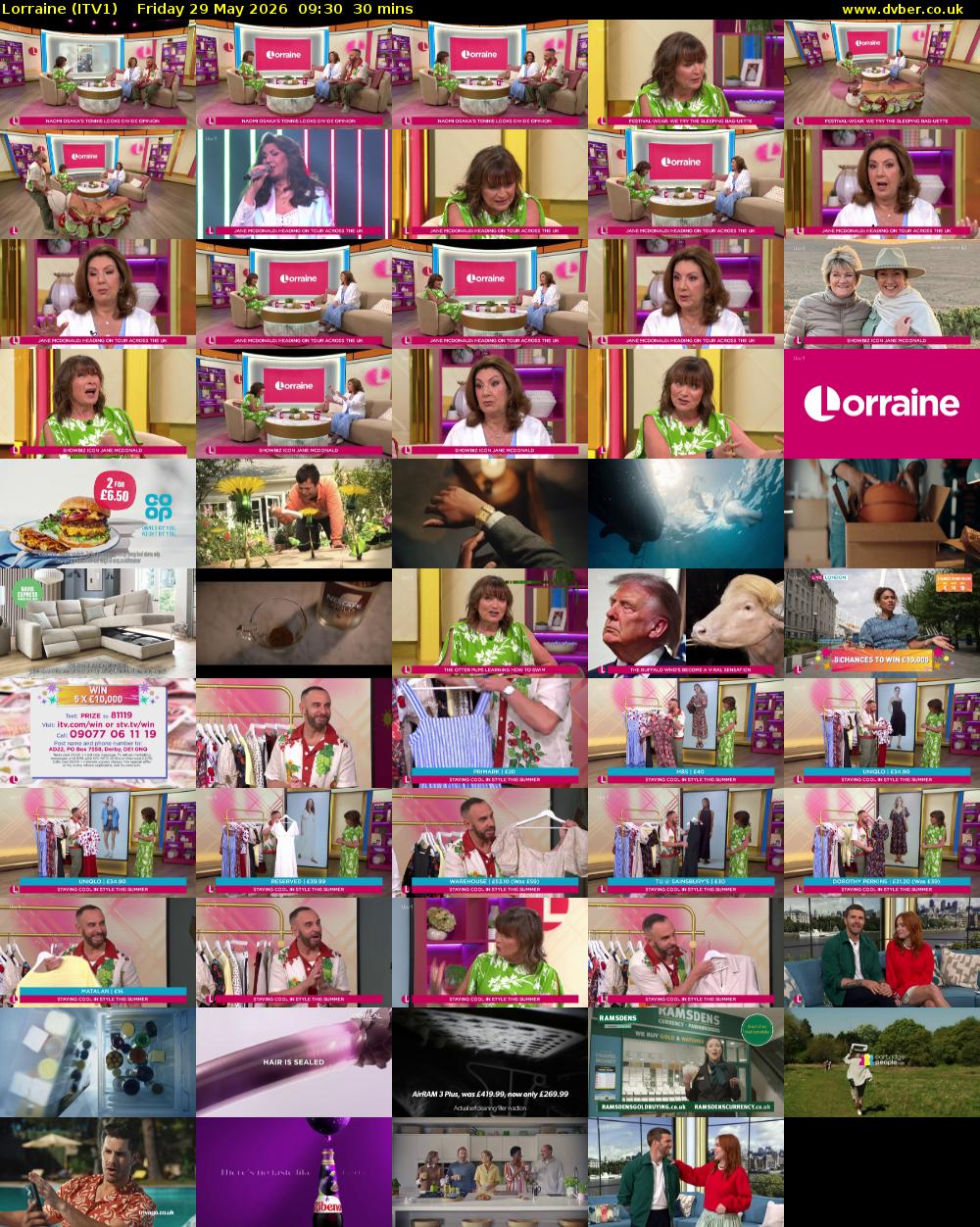 Lorraine (ITV1) Friday 29 May 2026 09:30 - 10:00