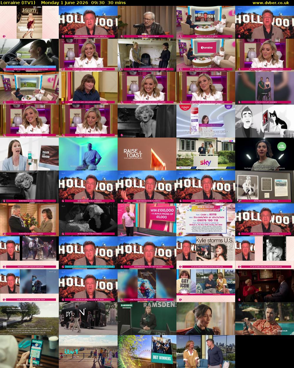 Lorraine (ITV1) Monday 1 June 2026 09:30 - 10:00