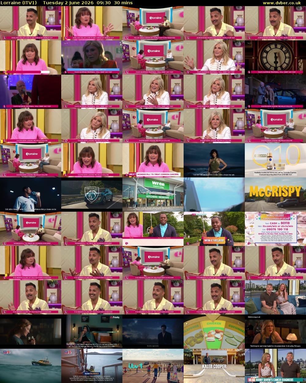 Lorraine (ITV1) Tuesday 2 June 2026 09:30 - 10:00