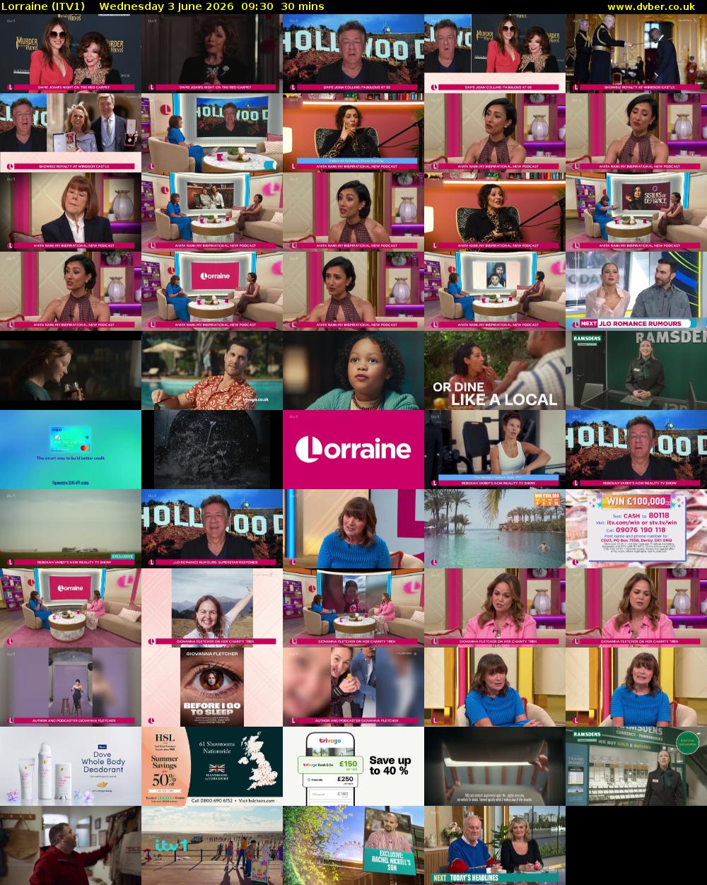 Lorraine (ITV1) Wednesday 3 June 2026 09:30 - 10:00