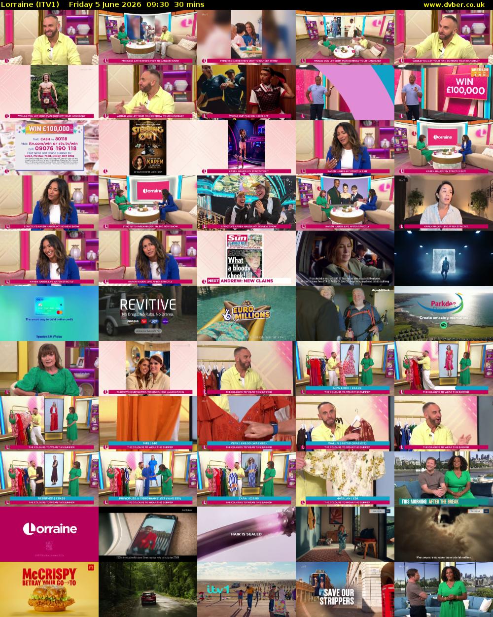 Lorraine (ITV1) Friday 5 June 2026 09:30 - 10:00