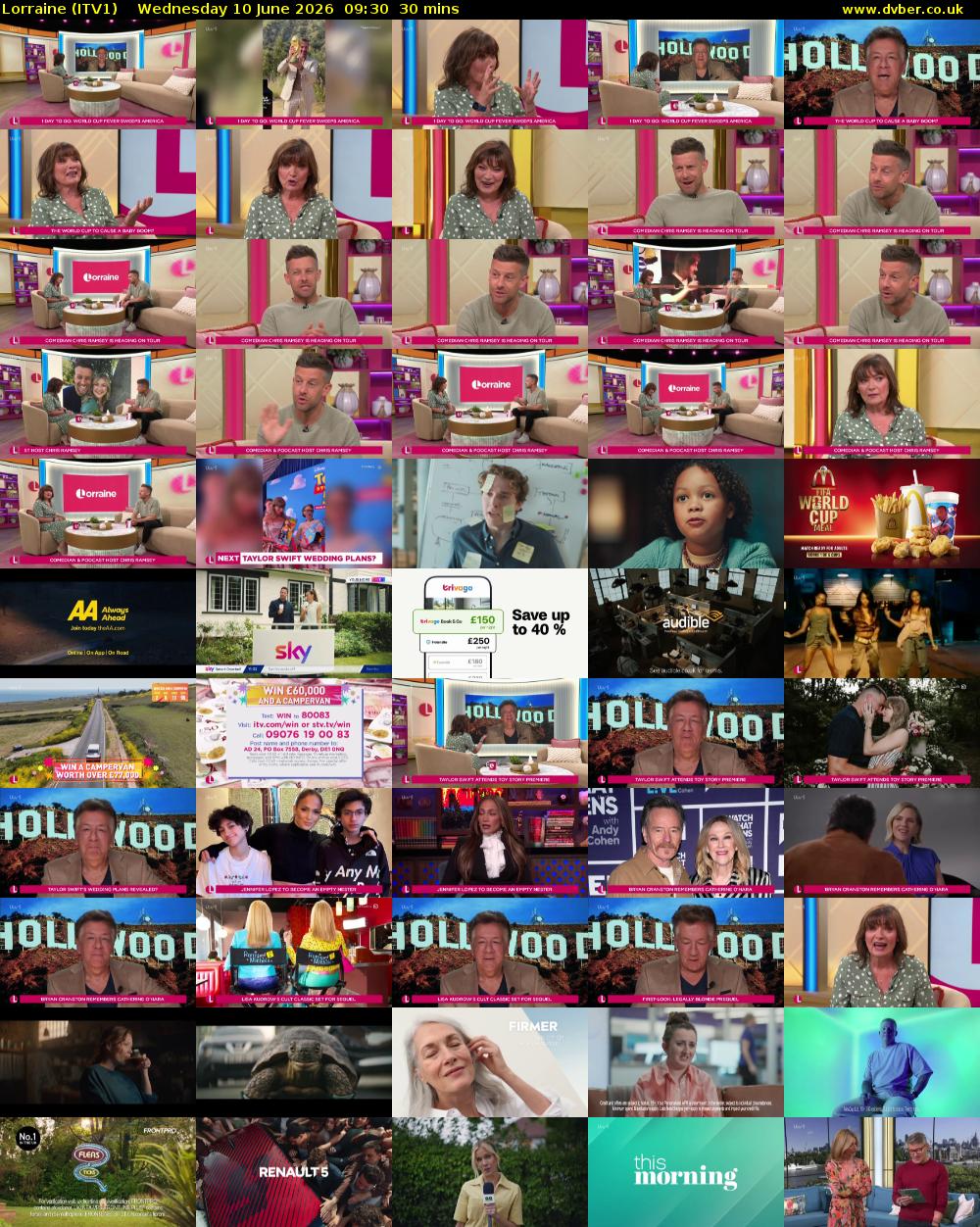 Lorraine (ITV1) Wednesday 10 June 2026 09:30 - 10:00