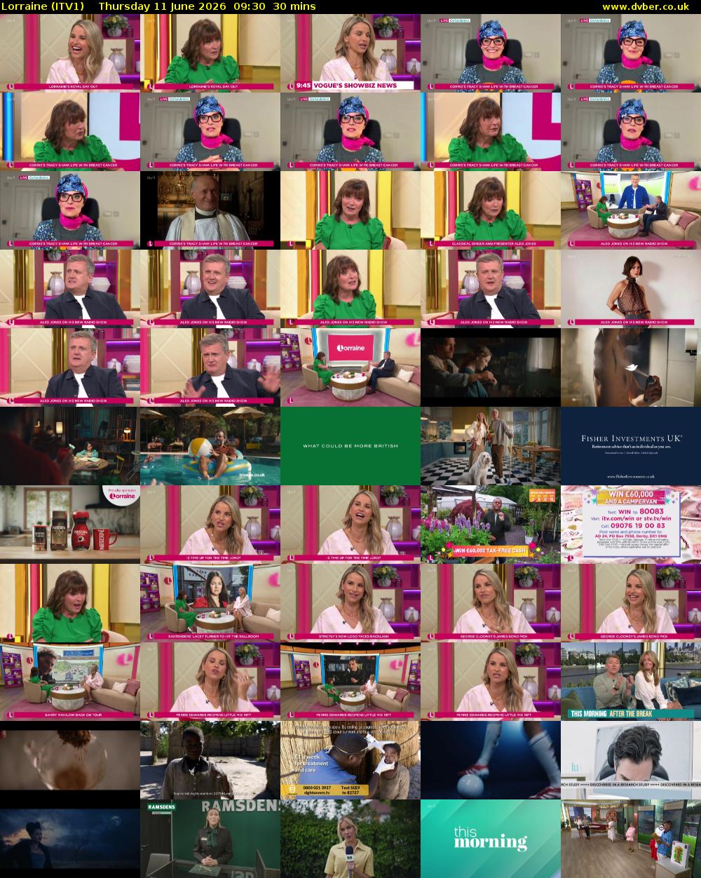 Lorraine (ITV1) Thursday 11 June 2026 09:30 - 10:00