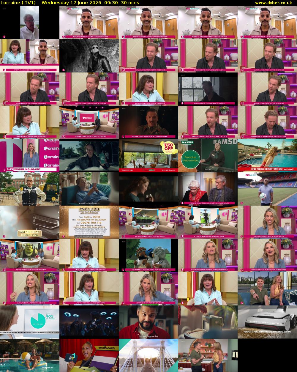 Lorraine (ITV1) Wednesday 17 June 2026 09:30 - 10:00
