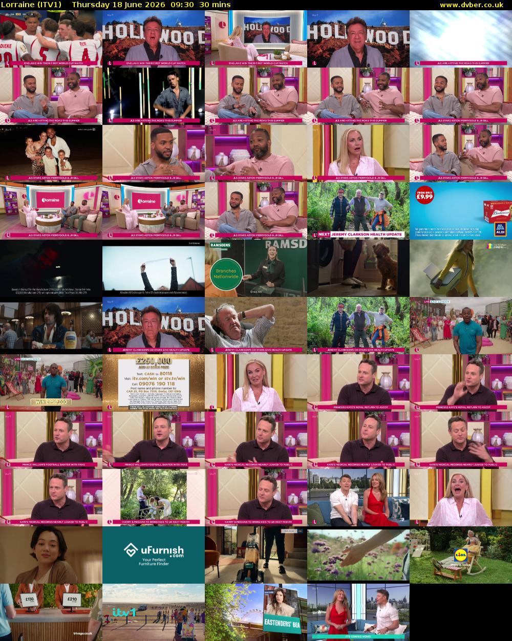 Lorraine (ITV1) Thursday 18 June 2026 09:30 - 10:00